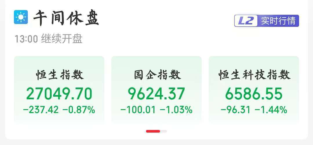 港股三大指数集体下挫！新能源车企多数走弱