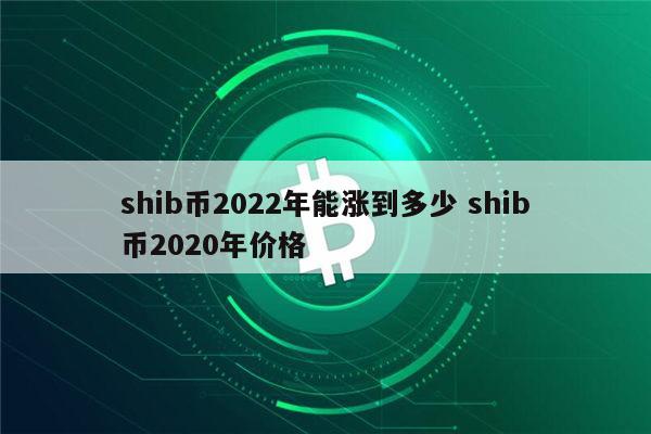 shib币到1元结束吗(shib币能涨到1分钱吗)